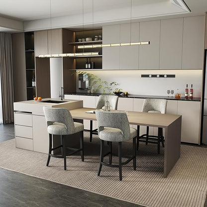 Counter Height Bar Stools - Light Grey-Black Legs