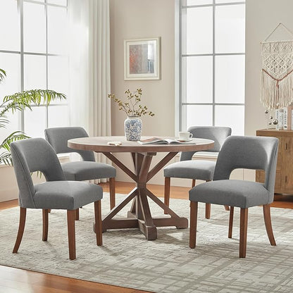 Wooden Dining Chairs Set of 4 - Fabric Grey