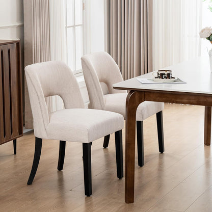 Dining Chairs Set of 4 - Beige-Black Legs
