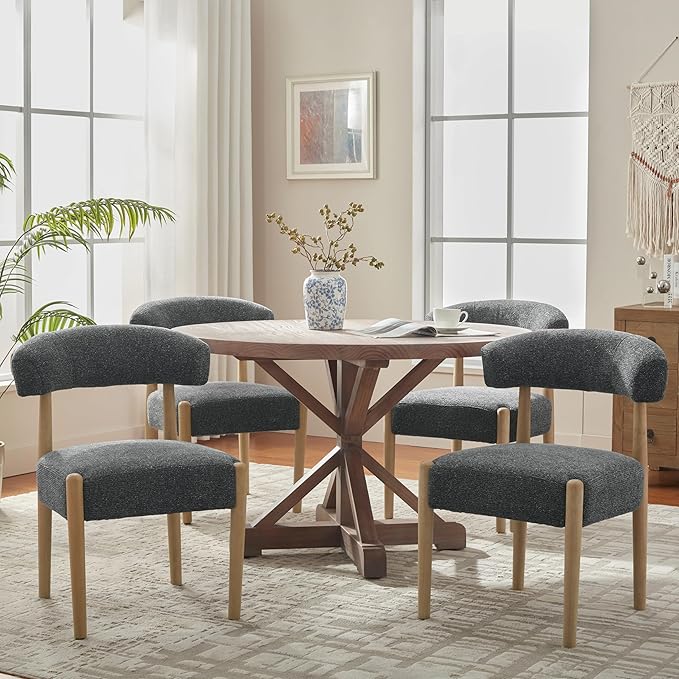 Wooden Dining Chairs Set of 4, Black