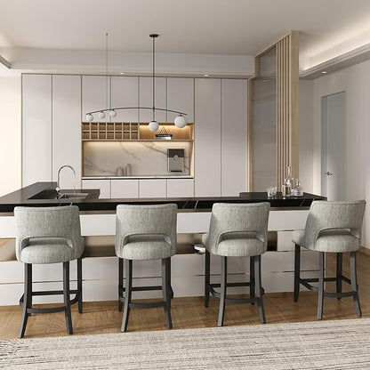 Counter Height Bar Stools - Light Grey-Black Legs
