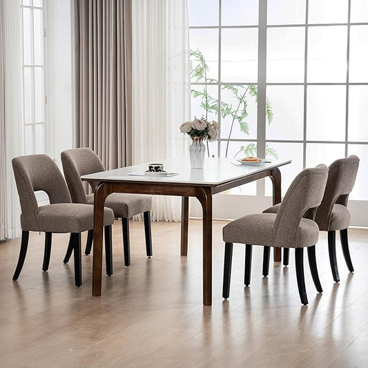 Dining Chairs Set of 4 - Brown-Black Legs