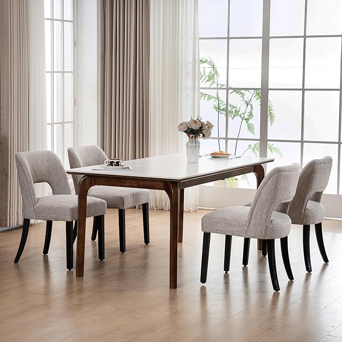 Dining Chairs Set of 4 - Grey-Black Legs