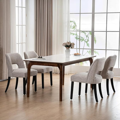 Dining Chairs Set of 4 - Grey-Black Legs