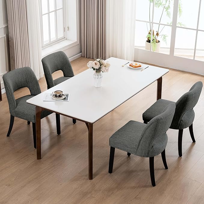 Dining Chairs Set of 4 - Dark Grey-Black Legs