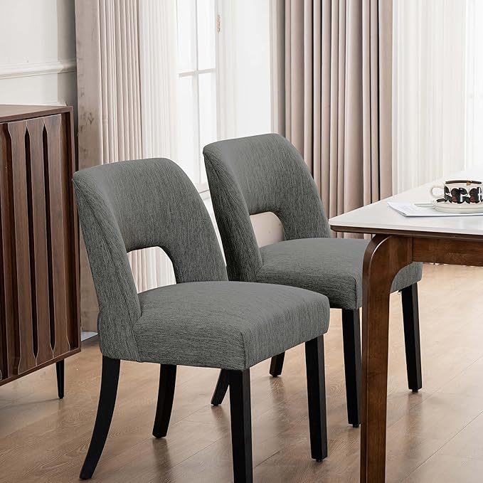 Dining Chairs Set of 4 - Dark Grey-Black Legs